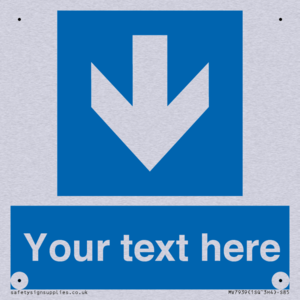 Custom Mandatory directional sign, blue arrow down